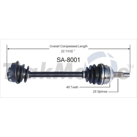 Surtrack Axle Cv Axle Shaft, Sa-8001 SA-8001